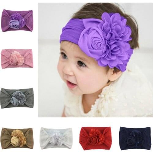 Newborn Cloth Headband Rose Decorative Baby Girls High Elastic Wide Hair Band