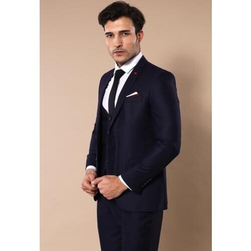 Plain Dark Purple Vested Suit