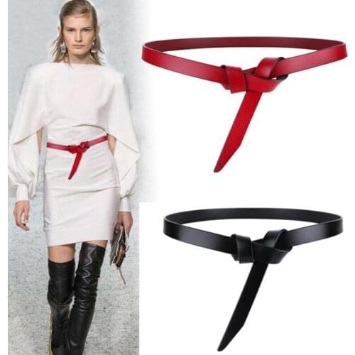 High Quality Long Waist Belts Fashion Women Soft Real Leather Knotted Strap Belt Luxury Lady Dress Coat Waistbands Accessories