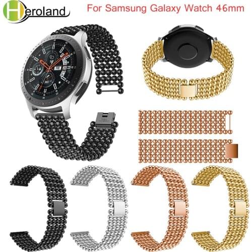 For Samsung Galaxy Watch 46mm band new Bead Style Bracelet Watchband for Huami 2S Stainless Steel Replacement smart wirst black