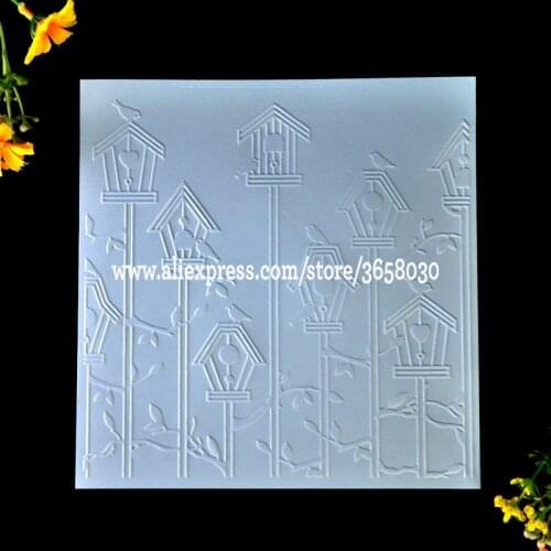 Birdcage Bird House Plastic Embossing Folder For Scrapbook DIY Album Card Tool Plastic Template 15.2x15.2cm 8071009