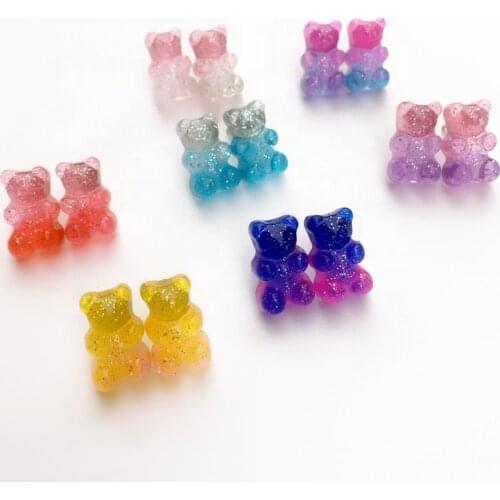 Korean Pinkycolor Lovely Bear Cub Soft Candy Ear Studs Originality Anime Earrings Transparent Acrylic Girls' All Kinds Earrings