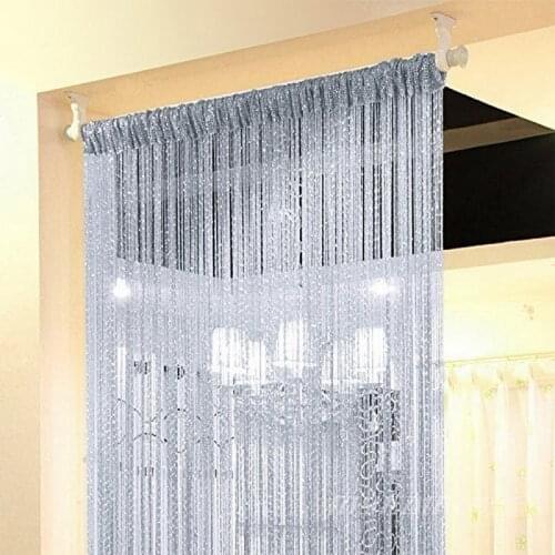 100x200cm Shiny Tassel Silver Line String Curtain Window Door Divider Sheer Curtain Valance Door Treatment Home