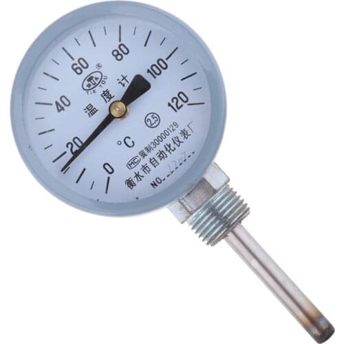 Accurate Industry Thermometer Dial Pipe Bimetal Temperature, Stainless Steel, 0~120