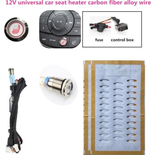 Car Seat Heater Universal 12V Carbon Fiber Alloy Wire Heat Pads Kit Round Switch Cushion Winter Warmer Covers