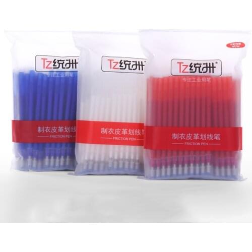 High Temperature Friction Pen Refill 100pcs/bag Black White Blue Red 1.0mm Refills for Clothes Leather Marking Outlining Cutting