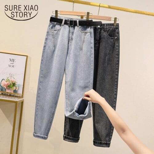 Women High Street Denim Jeans Casual High Waist Loose Female Denim Pants 2020 Autumn Ladies Harem Jeans Trousers Pantalon 10825