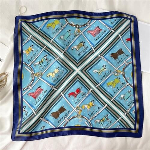 2021 New Silk Scarf Print Lady Hair Wraps for Women Bandana Fashion Foulard Head Band Female Neckerchief Large Hijab Summer