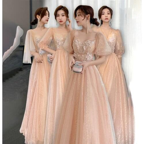 Bridesmaids Dresses Illusion Appliques Crystal Short A-Line O-Neck Pleat Tulle Embroidery Vintage Women Wedding Party Gown E350