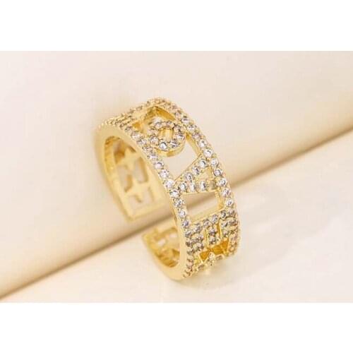 Handmade Metal Letter Love Ring Women Wedding Engagement Forever Love Jewelry Simple Adjustable Gold Finger Ring Bague