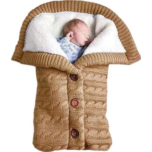 Newborn Baby Winter Warm Sleeping Bags Infant Button Knit Wrap Blanket Sleeping Bags Multi-purpose Newborn Baby Swaddle Blanket
