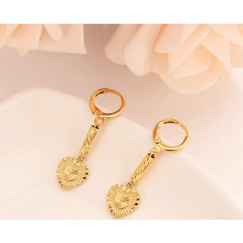 Gold color Charm love heart drop Earrings for Women Girl Special Design Christian party Jewelry God mother gifts