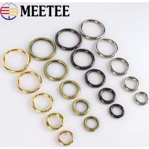 10pcs 10-60mm Meetee Metal Spring O Dee Ring Openable Keyring Trigger Snap Clasp Clip Bag Belt Strap Chain Buckles Accessories