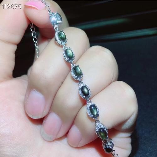 100% Genuine black star Sapphire Bracelet for Wedding 3*5mm Natural Sapphire Bracelet 925 Silver Sapphire Jewelry
