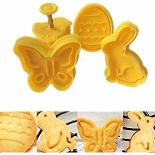 20pcs/lot 4pcs/set Butterfly,Rabbit,Chick,Easter Egg Shape Animal Plastic Fondant Cookie Cutter Biscuit Cake Mold
