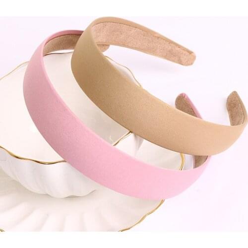 2021 Plastic Canvas Headbands For Women Girls Wide Solid No-slip Hairbands Hair Hoop Headwear Woman Satin Covered Resin Hairband