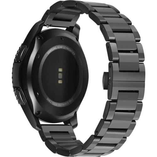 22mm Premium Stainless Steel Glossy Replacement Smart Watch Strap with Butterfly Clasp for Galaxy Gear S3 Frontier/Classic