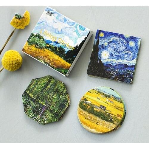 45pcs Lifelog Stickers Set 40mm Mini Van Goah Painting Starry Star Sticker DIY Sealing Post Decoration Adhesive Gift Diary A6469