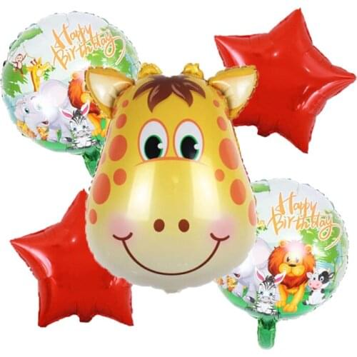 5pcs Jungle Animal Balloons Set Tiger Zebra Lion Monkey shape Globos Kids Birthday Party Baby Shower Zoo Theme Supplies Decor