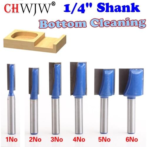 6PC 1/4" Shank high quality Bottom Cleaning Dado Router Bit Set 1/4",5/16",3/8",1/2",5/8",3/4" Diameter Wood Cutting Tool -Chwjw