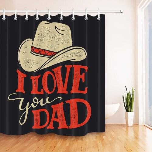 72'' Fathers Day I Love You DAD Bathroom Waterproof Fabric Shower Curtain Polyester 12 Hooks Bath Accessory Sets