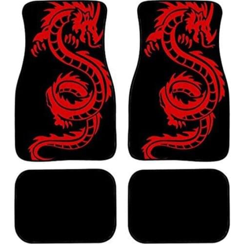 Aimaao Dragon Red Front & Rear Carpet Car Truck SUV Floor Mats For Mazda 3 Bk 6 Hyundai Ix35 Fit I30 Audi A4 A5 Toyota VW