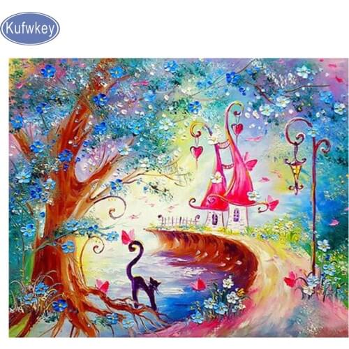 Full Square drill 5D DIY Diamond Painting "cat scenery"handmade beads Embroidery Cross Stitch Mosaic diamond Home Decor Gift