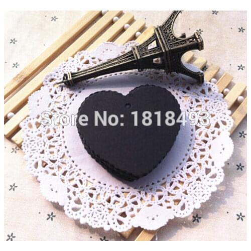 Free shipping 400 pcs a lot 5.8x5.5cm blank 350 gsm heart shape black paper hang tag/baking price tag/garment printed paper tag
