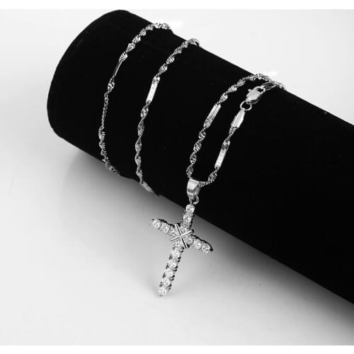 3mm Snake Chain Silver Color Cross Pendant Necklaces Length 40cm / 50cm / 60cm punk Unisex Necklace Fashion Jewelry wholesale