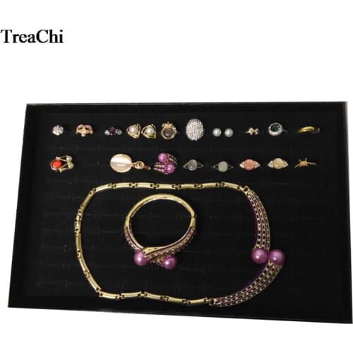 Black 100 Slots Sponge Ring Earring Display Box Velvet Cufflink exposit Storage Case Holder Showcase Ring Jewelry Tray With Lid