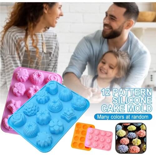 12 Cells Flower-Shape Cake Moulds Silicone Mold Mousse Ice Cream Chocolate Dessert Bakeware Pastrys _WK