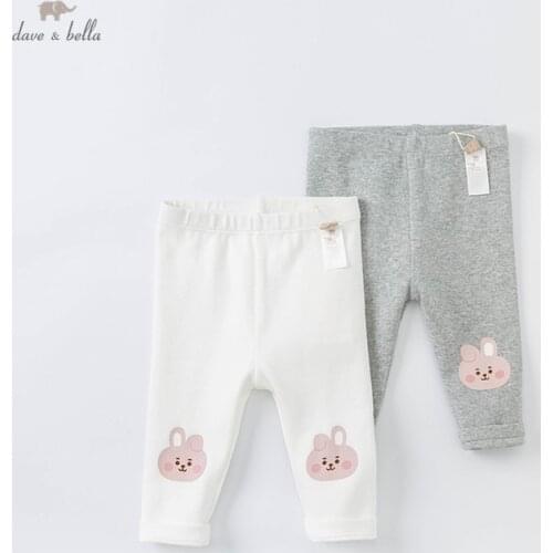 DBZ19047-3 dave bella autumn baby girls fashion cartoon pants children full length kids girl pants infant toddler trousers