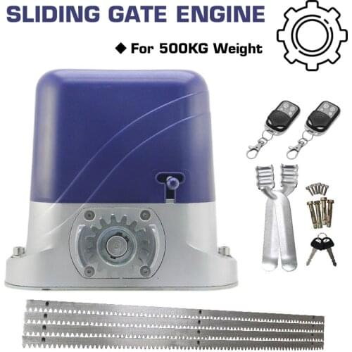 500KG Automatic Sliding Gate Opener Engine with 4M Steel Racks Access Control Kit Remote Control Sliding Door Motor Actuator