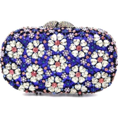 Elegant Women Crystal Evening Clutch Bags Bridal Floral Handbag and Purse Wedding Party Diamond Bag Crystal Minaudiere Party Bag