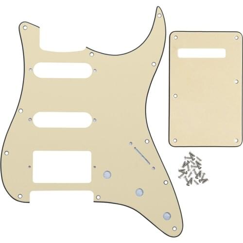 FLEOR Set of SSH Pickguard Guitar Back Plate Tremolo Cover Cream & Screws for American/Mexican FD ST Style Guitar Parts