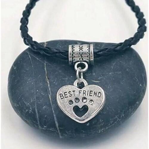 Hot Vintage Best Friend Dog Paw Heart Charms Pendant Multicolor Leather Rope Bracelet Holiday Gift New Fashion Jewelry