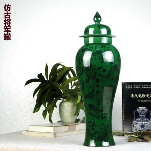 Chinese reproduction ceramic ginger jars vase Antique Porcelain temple jars home decoration colored ceramic airtight jar