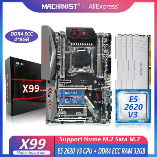 JINGYUE X99 Motherboard Set LGA 2011-3 With Inte E5 2620 V3 Processor 32G(4*8) DDR4 ECC Memory Support USB3.0 SATA3 TITANIUM D4