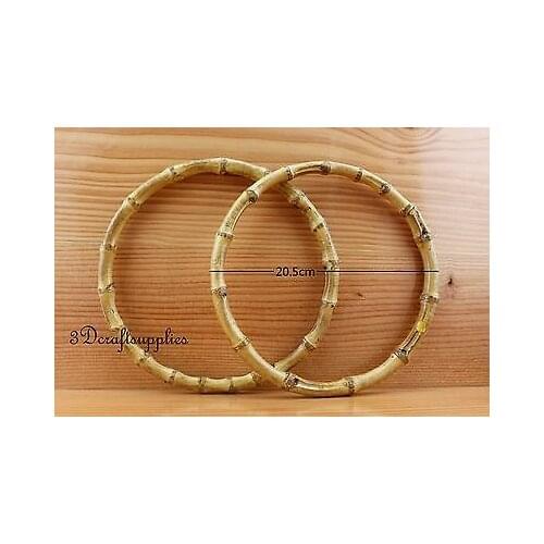 Round Bamboo handles circle O bag handles Purse handles handbag handle a pair 8 inch M10