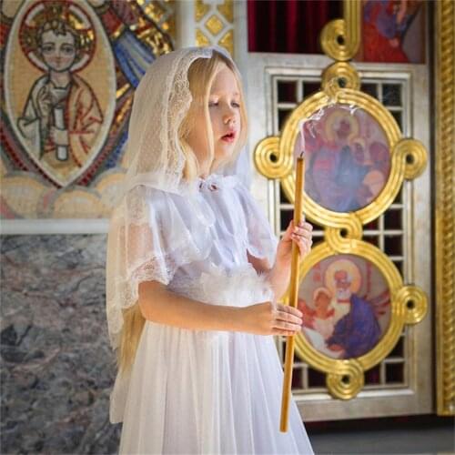 Little Girls Kid Children Lace Catholic Veil Mantilla for Church Head Covering Latin Mass Mantilla negra Voile Mantilla de Novia