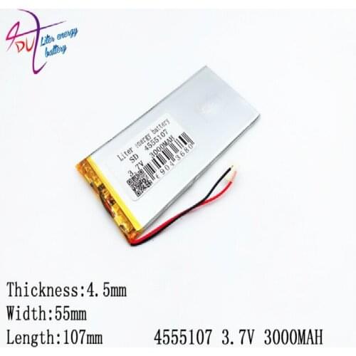 Best battery brand 1PCS SD 4555107 li polymer 3.7V 3000MAH 4555105 for GPS player tablet PC