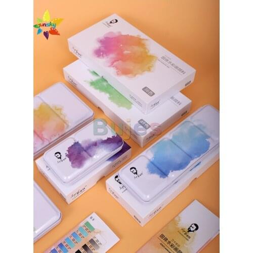 Chinjoo 12/24/36/48 color Professional solid watercolor portable block watercolor paint beginners artists solid pigments art set