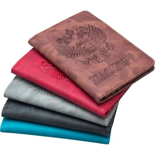 Etaofun 2018 new Russia Style PU leather passport cover men passport case credit card holder passport wallet for documents women