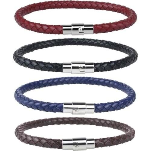 New Fashion 100% Genuine Braided Leather Bracelet Men Women Magnetic Clasps Charm Bracelets Pulseras Male Female Jewelry