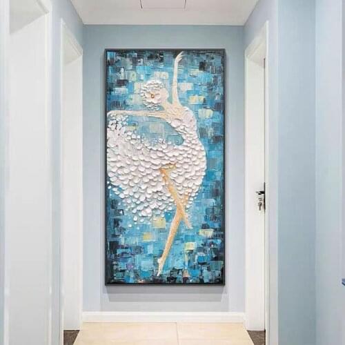 Palette Knife Abstract Paintings Hand-painted Girl Dancing Ballet Oil Painting Living Room Decoration Wall Canvas Picture Art