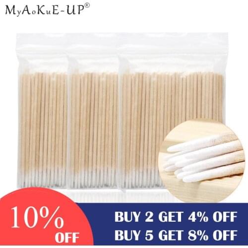 300Pcs Disposable Ultra-small Brushes Swab Lint Free Micro Brushes Eyelash Extension Tool Lash Glue Removing Tool Cotton Swab
