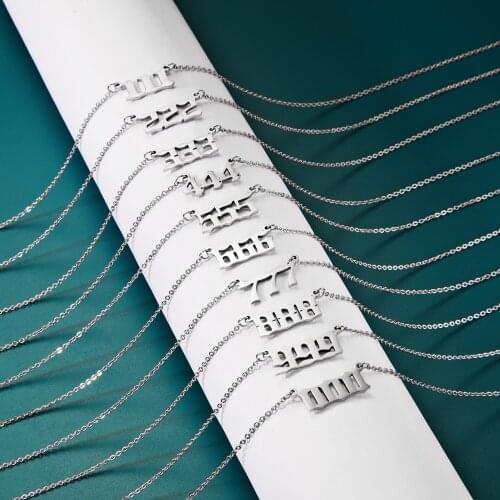 Charm Stainless Steel Number Pendant 000 111 222 333 444 555 666 777 888 999 Devil Necklace For Women Lucky Angel Figure Jewelry