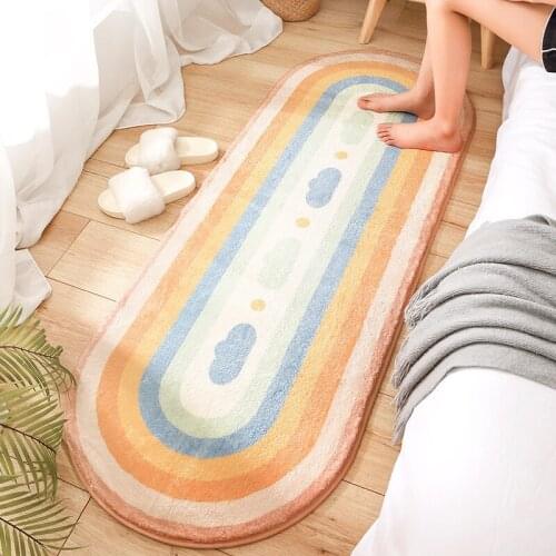 Bedside Furry Rug Soft Absorbent Area Rugs Anti-slip Geometry Cute Carpet Oval Modern Carpets Living Room Bedroom Home Decor