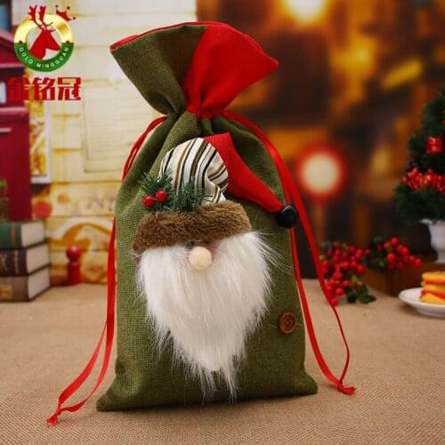Christmas Product Santa Claus Gift Bag Linen Holiday Decoration Supplies Christmas Children Candy Bag Gift Bag