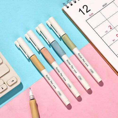JIANWU 4Pcs/Set Self-Control Black Ink Rollerball Pens 0.5mm Kawaii Gel Pens for Writing School Office Supply Student Stationery